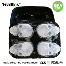 Walfos 1 шт. Лидер продаж большой лоток для льда Пудинг Плесень 3D череп силикона 4-полости DIY льда ho Применение держать Применение