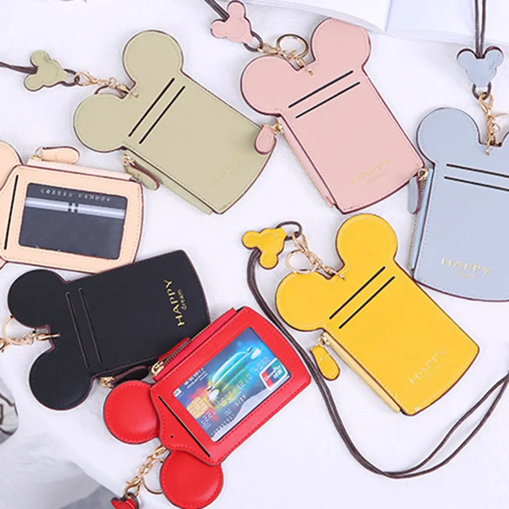 

Fashion Mickey Head Card Holder Women Mickey Mouse Ears Wallets Small Cute Cartoon Kawaii Cards Holder Money Bags for Girls
