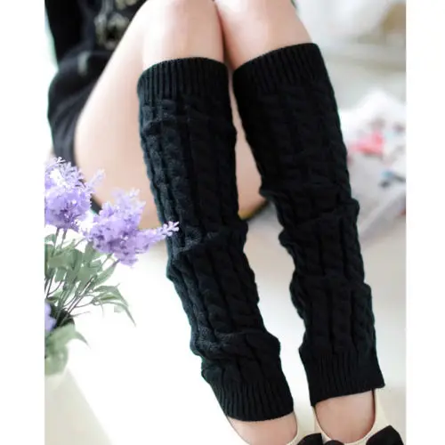 

2018 Hot Women Leg Warmers Knee Sleeve Ladies Winter Warm Cable Knit Knitted Crochet Casual Fashion New Sale