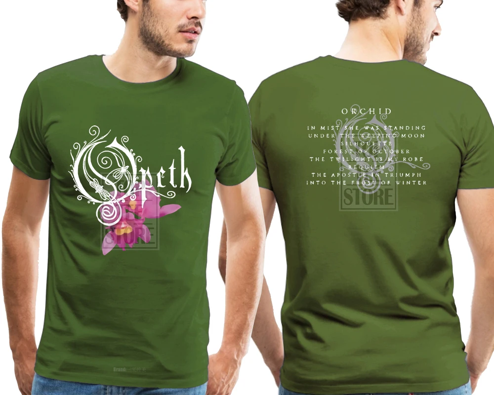 Opeth Орхидея футболка s m l Xl 2Xl Фирменная Новинка Официальная футболка - Цвет: Армейский зеленый