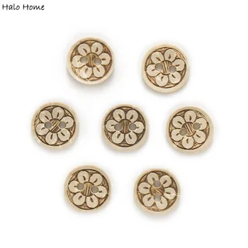 

30pcs 2 Hole Coconut Buttons Flower Pattern Clothing Home Decor Handwork Gift Sewing Scrapbooking DIY 12mm