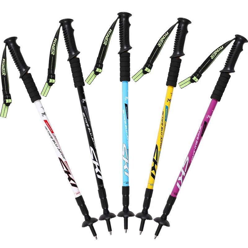 PIOMEER Outdoor Travel Camping Hiking Climbing Walking Stick 6061 Aluminium AlloyAlpenstock Skiing Trekking Pole 1pc 2