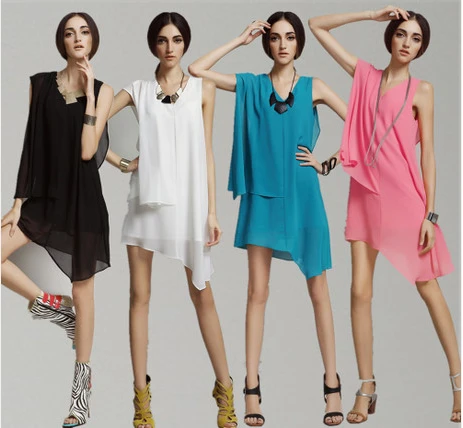 

2019 New women plus size clothing,3XL 4XL Irregular asymmetrical chiffon dress,Europe brief dress casual chiffon shirts vestidos