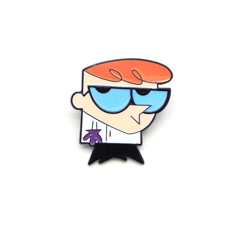 Мультфильм аниме мальчик Броши Dexter's Laboratory эмалированная булавка для мальчиков девочек нагрудная булавка шляпа/булавки "Сумка" джинсовая куртка Женская Брошь SC4557