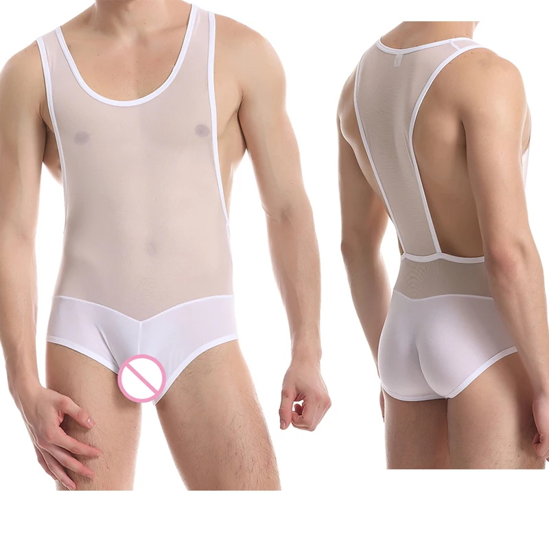 الرجال تحتية مثير شاش شفاف بذلة السروال القصير داخلية ملابس تحتية للمصارعة الدمى غاي ملابس داخلية قطعة واحدة داخلية