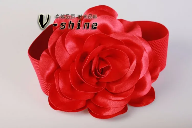 Красные розы универсальные широкий эластичная резинка на талии Женский стерео большой цветок украшения кланового Y124