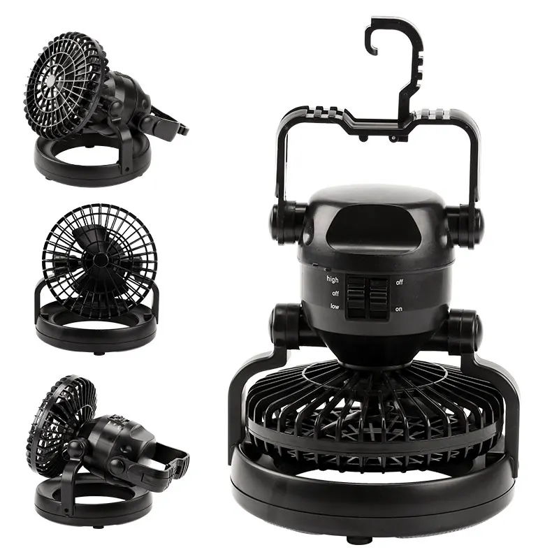 2in1 Camping Tent Light With Fan Rechargeable 18 LED Portable Hanging Flashlight