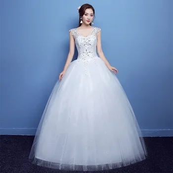 

Elegant Luxury Lace Wedding Dress Vintage Plus Size v-neck Hot drilling Wedding Dresses Gowns Vestido De Noiva