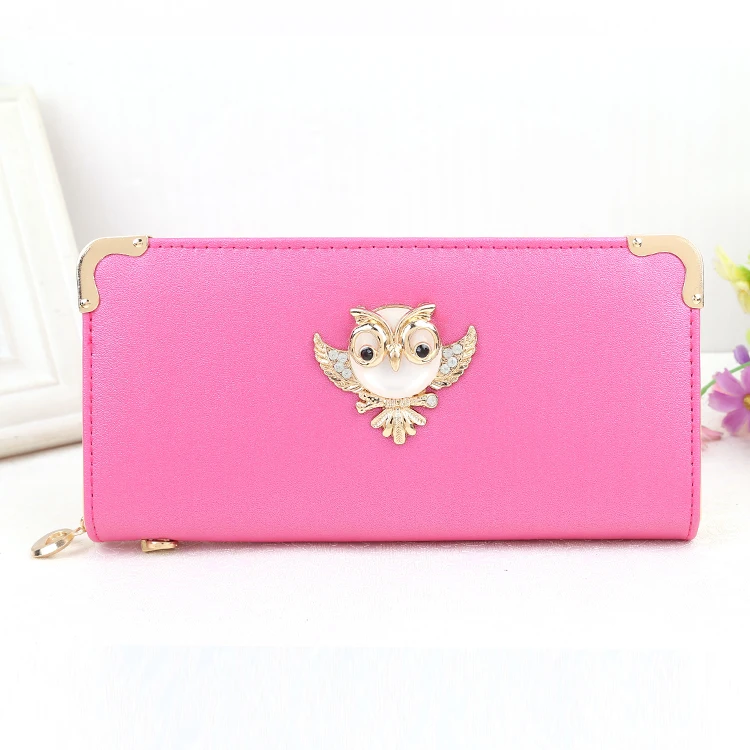 

2016 Owl Women Wallets Designer Woman Long Purses Ladies Leather Clutches for Women with Zipper Coin Pocket Credit Card Holder