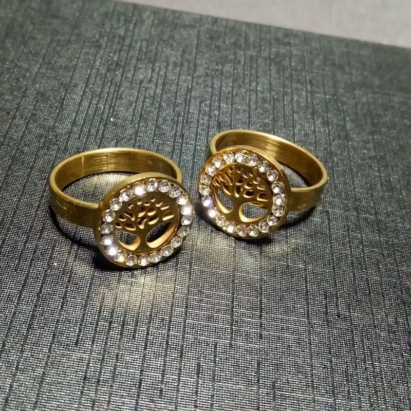 

Top Quality High Polished Stainless Steel Gold/Silver Color Tree of Life Crystal Rings For Women Party Cocktail Punk Rings
