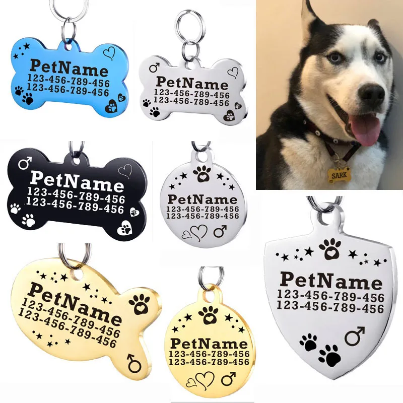 

Stainless Stee Dog ID Tag for Dog Collar Accessories Personalized Pet ID Tag Customized Dog Tag Free engraving