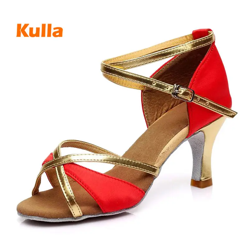 

Women Latin Salsa Dance Shoes 4 Colors Satin Soft Sole Woman/Ladies Ballroom Tango Party Dancing Shoes High Heel 5/7cm Wholesale