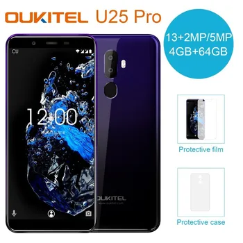 

OUKITEL U25 Pro 5.5'' Android 8.1 4GB 64GB Moblie Phone MT6750T Octa Core 3200mah Fingerprint Cellphone 13MP+2MP/5MP Smartphone