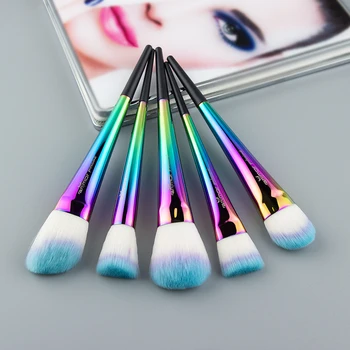 

Anmor 5 Pieces Rainbow Copper Makeup Brushes Set Synthetic Hair Foundation Contour Blush Face Make Up Brush Recommend Tool