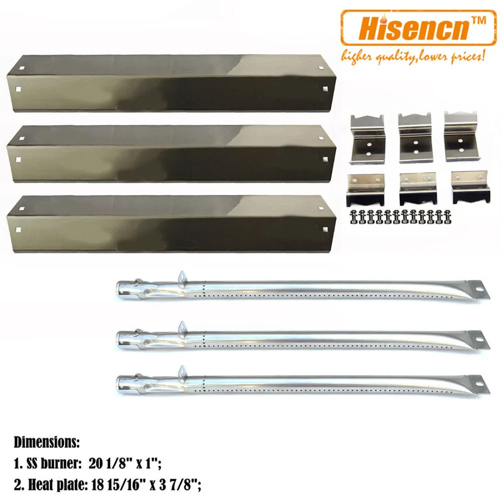 Hisencn BBQ Repair SS Burner, SS Heat Plate, Hanger Brackets