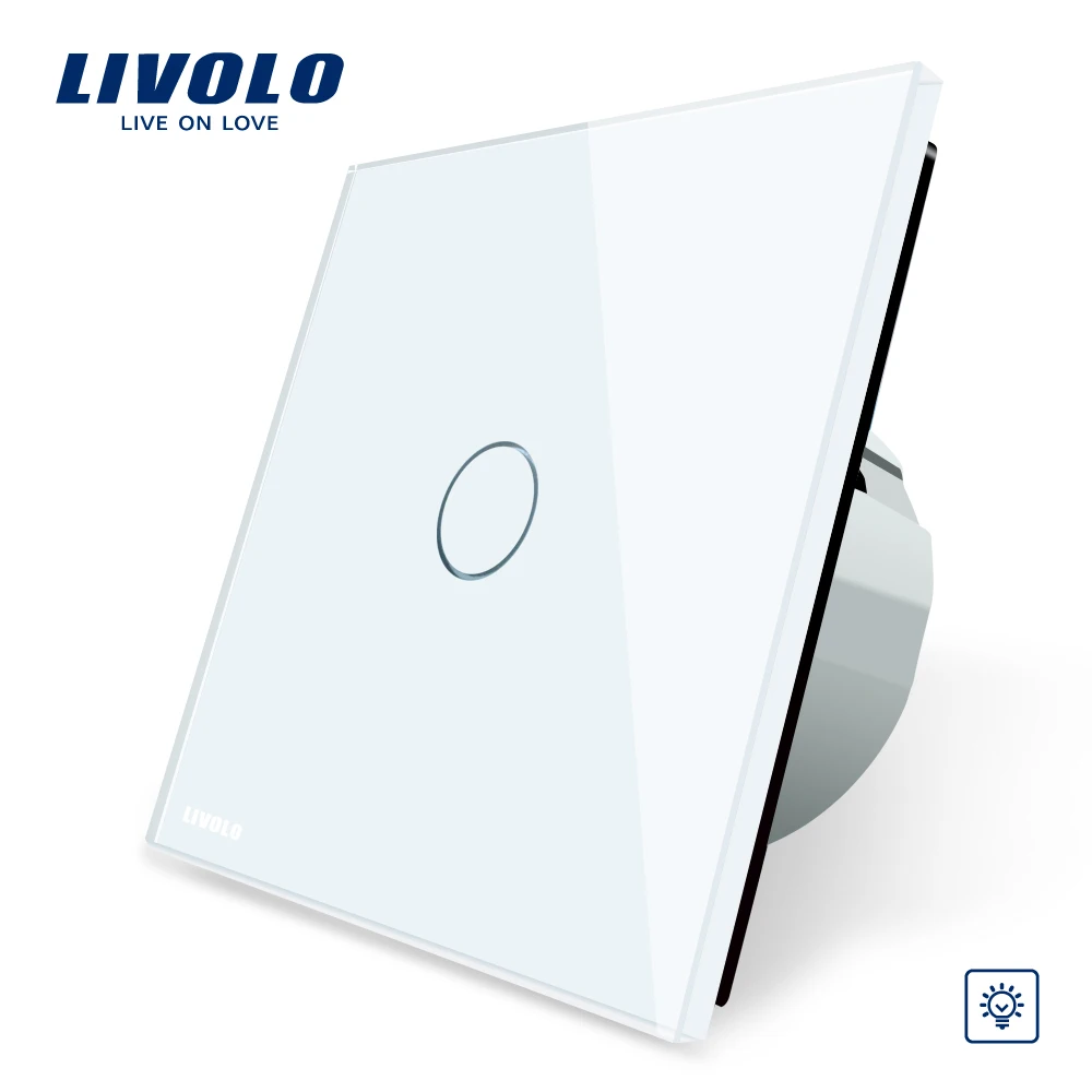 Livolo EU Standard Dimmer Switch Wall Switch Crystal Glass Panel 1 Gang 1 Way Dimmer VL