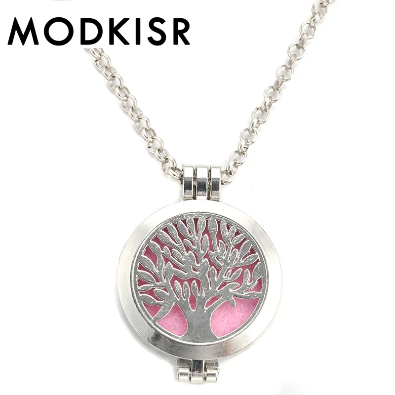 

MODKISR Wholesale High Quality 30mm Tree Of Life Elegant Delicate Versatil Essential Oil Diffusing Necklace Aroma Locket Pendant
