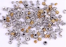 ФОТО omh wholesale 50g 120pcs antique silver/golden tibetan silver flower caps/beads for jewelry making zl202