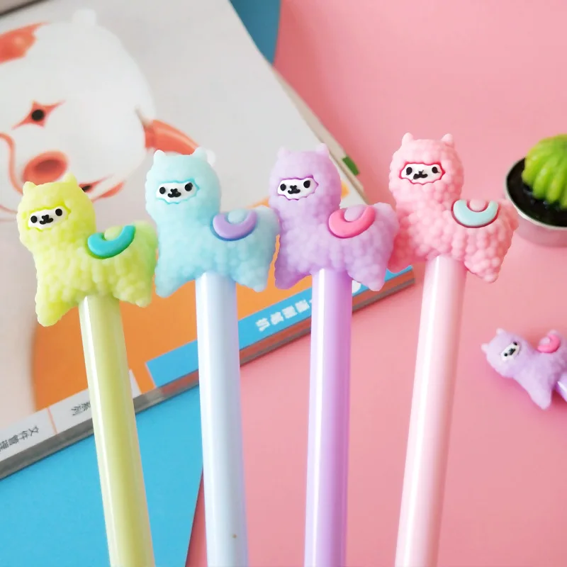 

5pcs/lot BYP-810173 Japanese and Korean Creative Cartoon alpaca Gel Pen 0.5mm Office Student handwritten tool Black Water Pen
