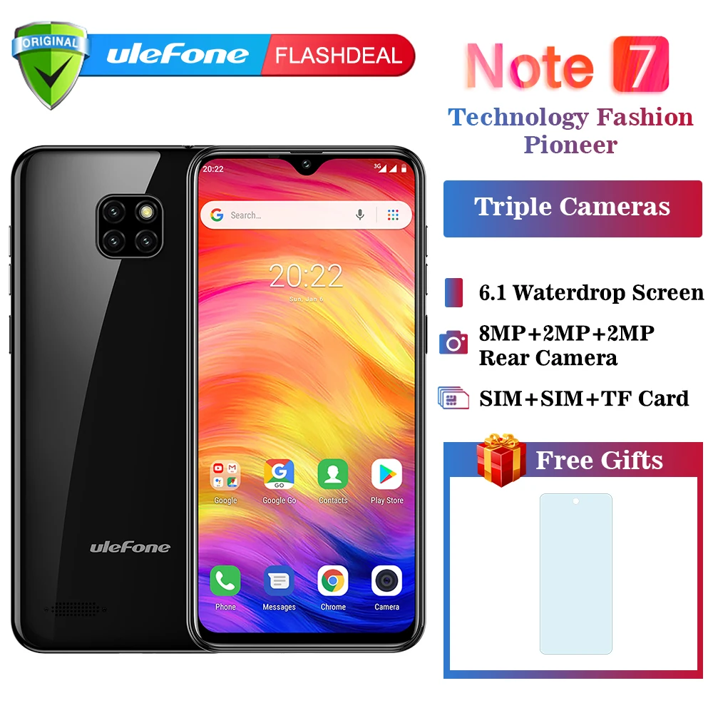 جديد وصول Ulefone ملاحظة 7 الهاتف الذكي 3500 mAh 19:9 رباعية النواة 6.1 Waterdrop شاشة 16 GB ROM الهاتف المحمول الهاتف المحمول android8.1