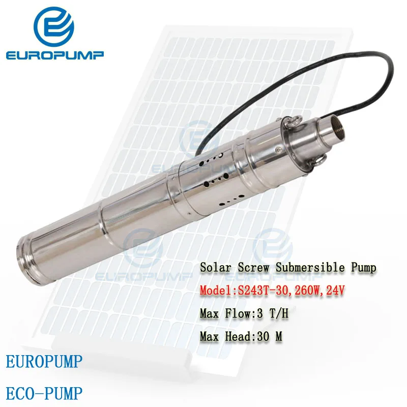 

EUROPUMP MODEL(S243T-30) dc brushless 24V solar submerged water deep well irrigation pump price for sale