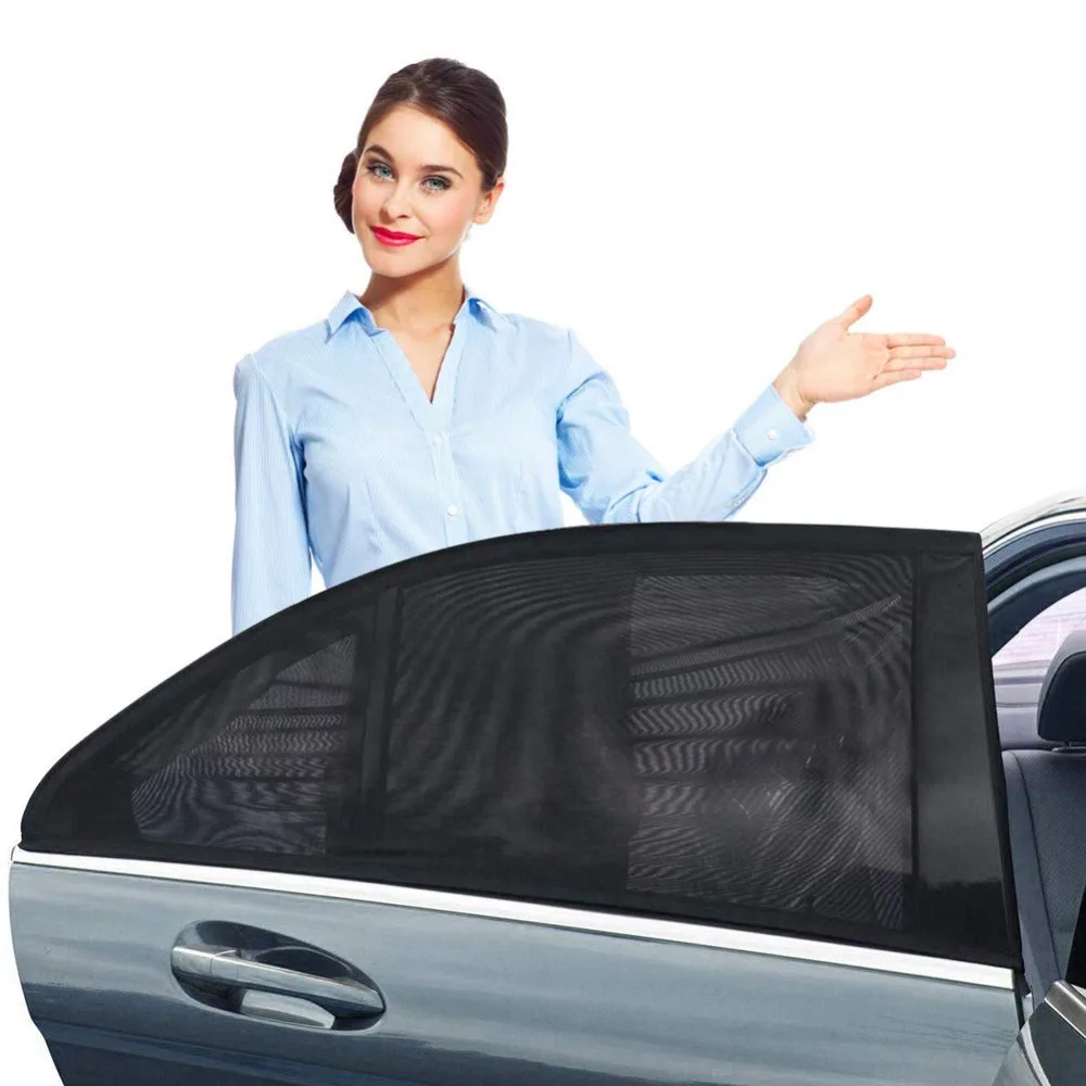 

Car Rear Window Sun Shade 2Pcs Breathable Mesh Sun Shield Protect Harmful UV Rays Universal Car Curtains