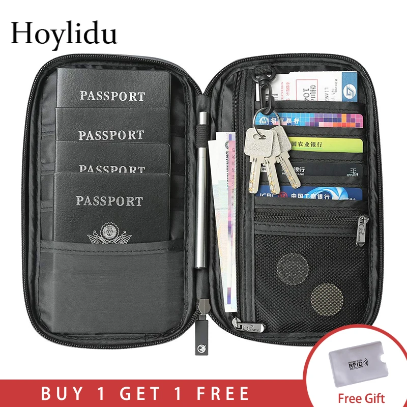 

RFID Travel Passport Wallet Multi-Function Waterproof Family Passport Holder Trip Document Organizer Credit Card Package Purse