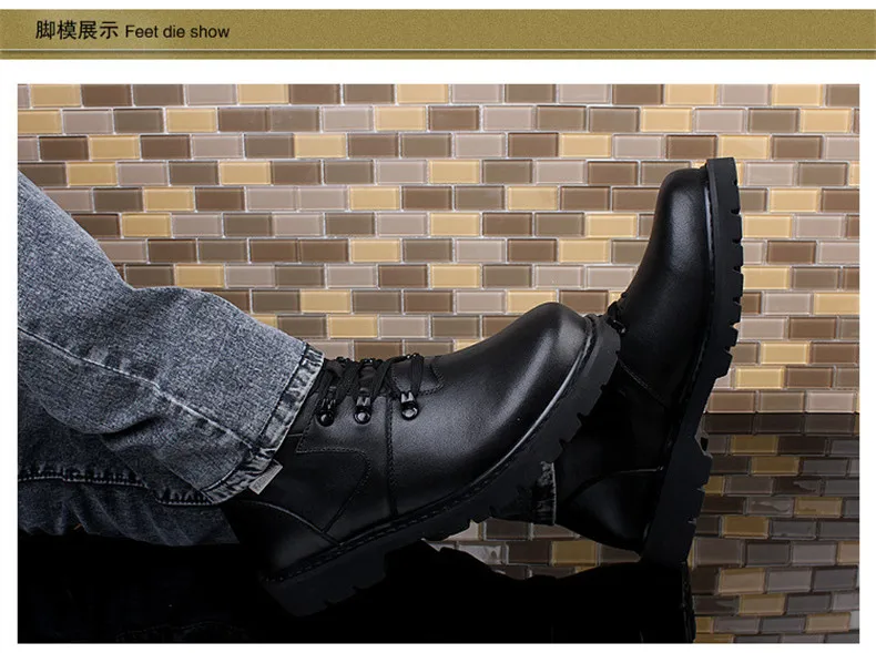Мужская зимняя обувь из натуральной кожи; коллекция года; водонепроницаемые зимние ботинки; мужские черные кроссовки; уличные ботинки на меху; модная Рабочая обувь; большой размер 47