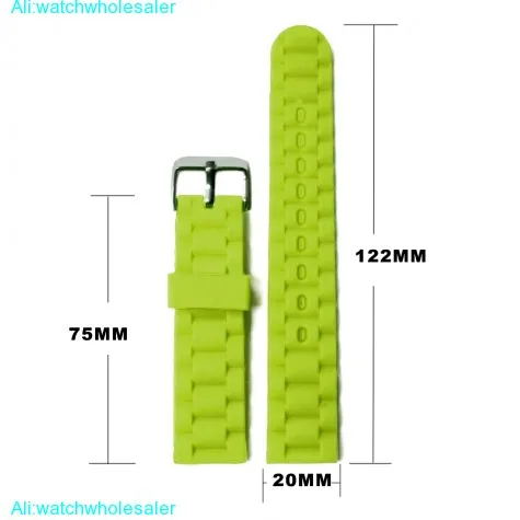 20mm Neon Green Color Silicone Jelly Rubber Unisex Watch Band Straps WB1060G20JB