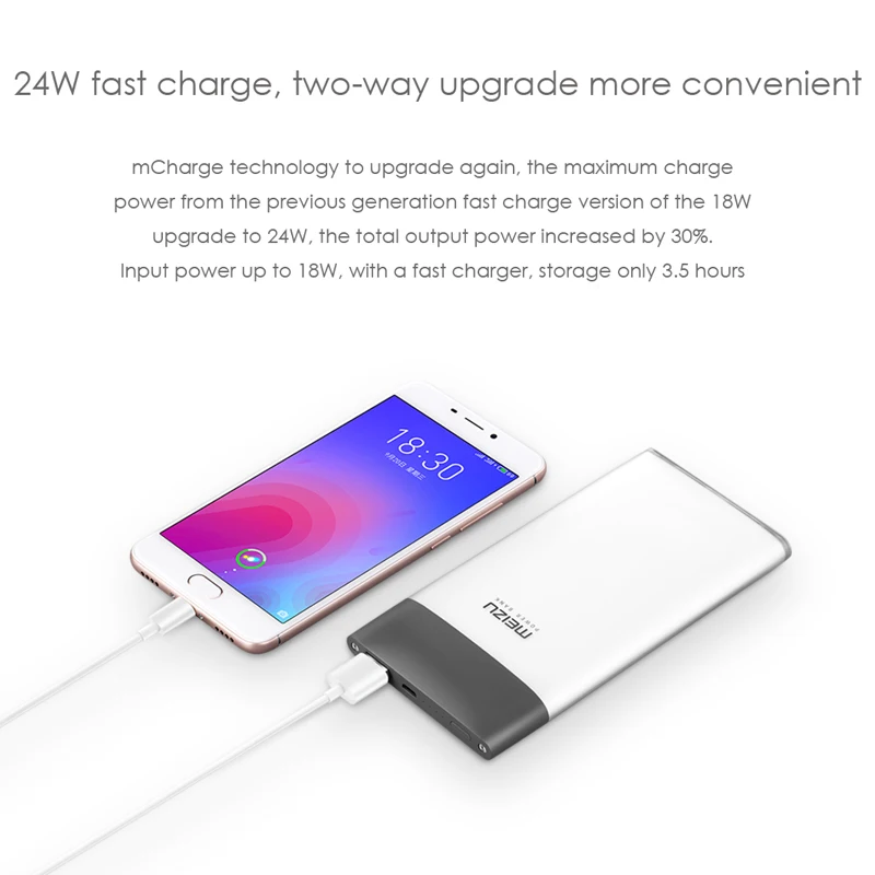 Original MEIZU Power Bank M20 10000mAh batería externa portátil Meilan versión de Carga Flash bidir