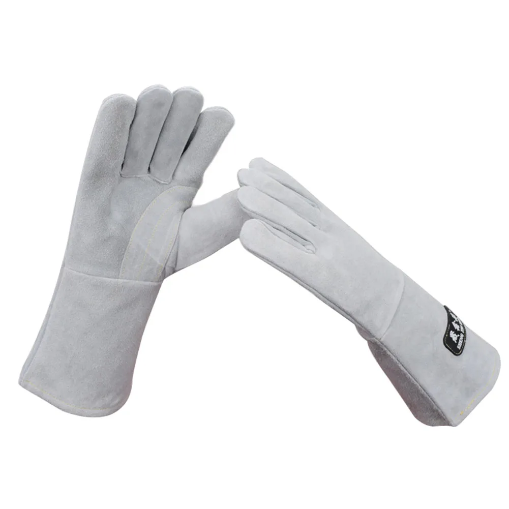 

1 Pair Gardening Double Layer Fireplace Welding Gloves Wear Resisting Anti Cut Warm Synthetic Cowhide Leather Working Protective