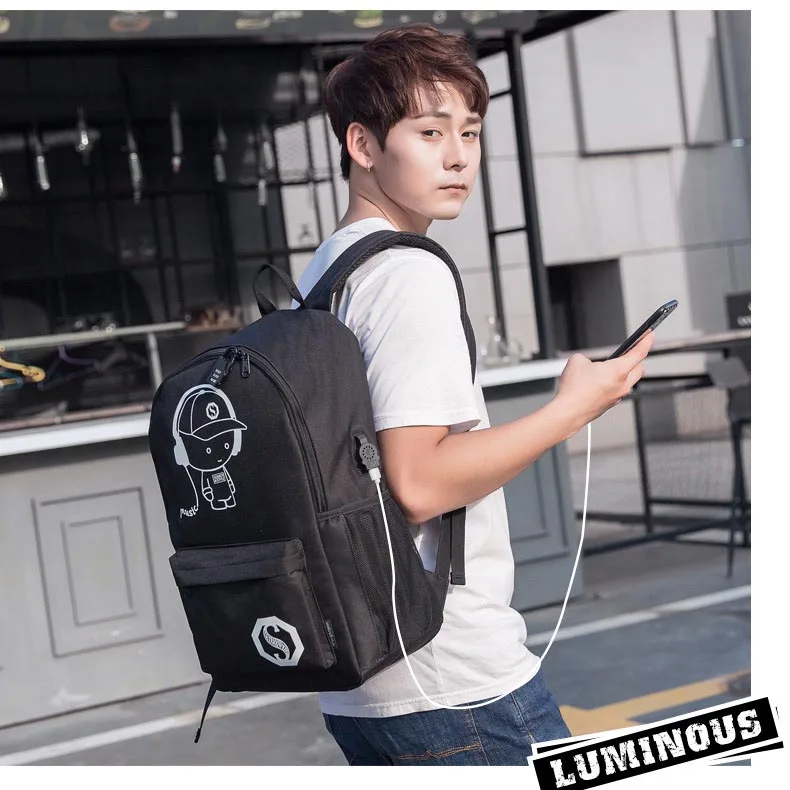 Anime luminosa estudante escola mochila para menino