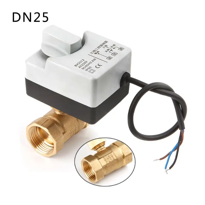 AC220V DN15 DN20 DN25 2 способа 3 провода латунный моторизованный шаровой клапан