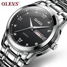 OLEVS Luxury Brand Business Quartz Waterproof Watch Men Stainless Steel Wristwatch Mens Clock Relogio Masculino 8691 burei brand silver stainless steel men sports watch fashion business luxury man wristwatch relogio masculino male casual watch