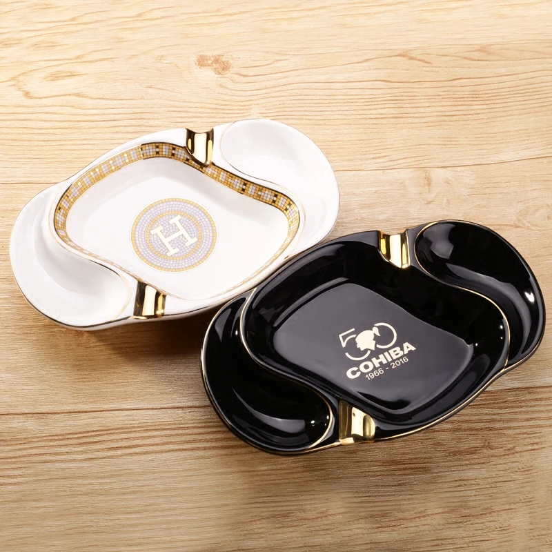 

Pipe Cigar ashtray Double Creative European Ceramic Painted Smoke Pot 50th Anniversary Edition
