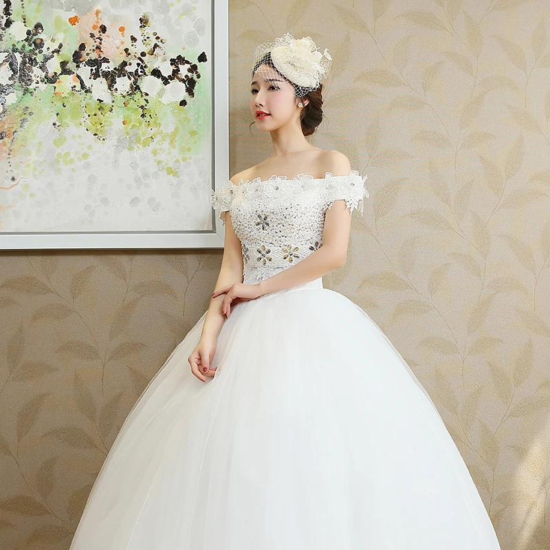 Это YiiYa свадебное платье с вырезом лодочкой на шнуровке, бальное платье для невесты с блестящими кристаллами, длина до пола, без рукавов, свадебные платья HS209
