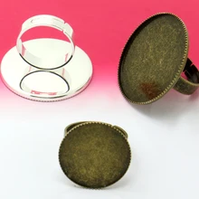 10 шт., 20 мм, 25 мм, 30 мм, зубчатое кольцо, Установочное основание, пустые ювелирные изделия, лоток для каменных кабошонов, родий, серебро, позолота