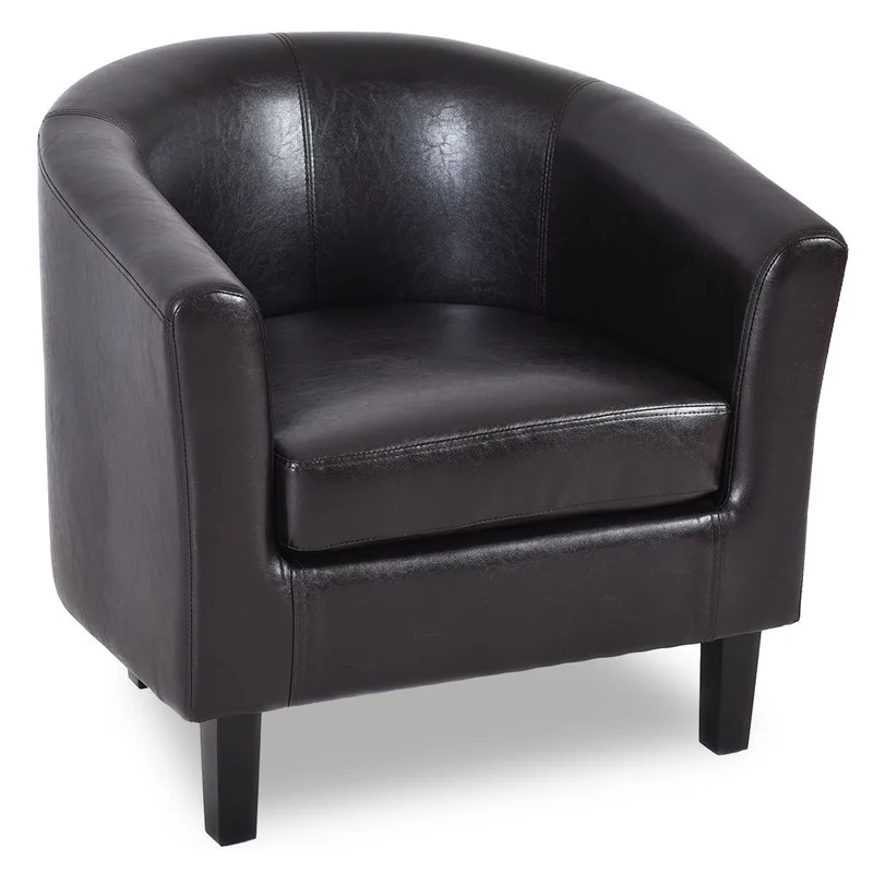 Attractive Brown PU Leather Single Sofa Arm Chair with Cushion High Quality Modern Club Solid Wood Frame Ergonomic Sofa HW55048 Attractive Brown PU Leather Single Sofa Arm Chair with Cushion High Quality Modern Club Solid Wood Frame Ergonomic Sofa HW55048