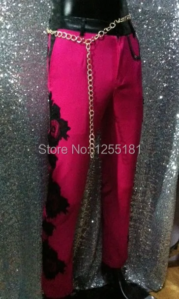 Новая мода мужской розовый красный бар dj signer синтетический первоклассный костюмы танцовщицы Мужская сценическая одежда с кисточками линзы блестки вышитые куртки комплект