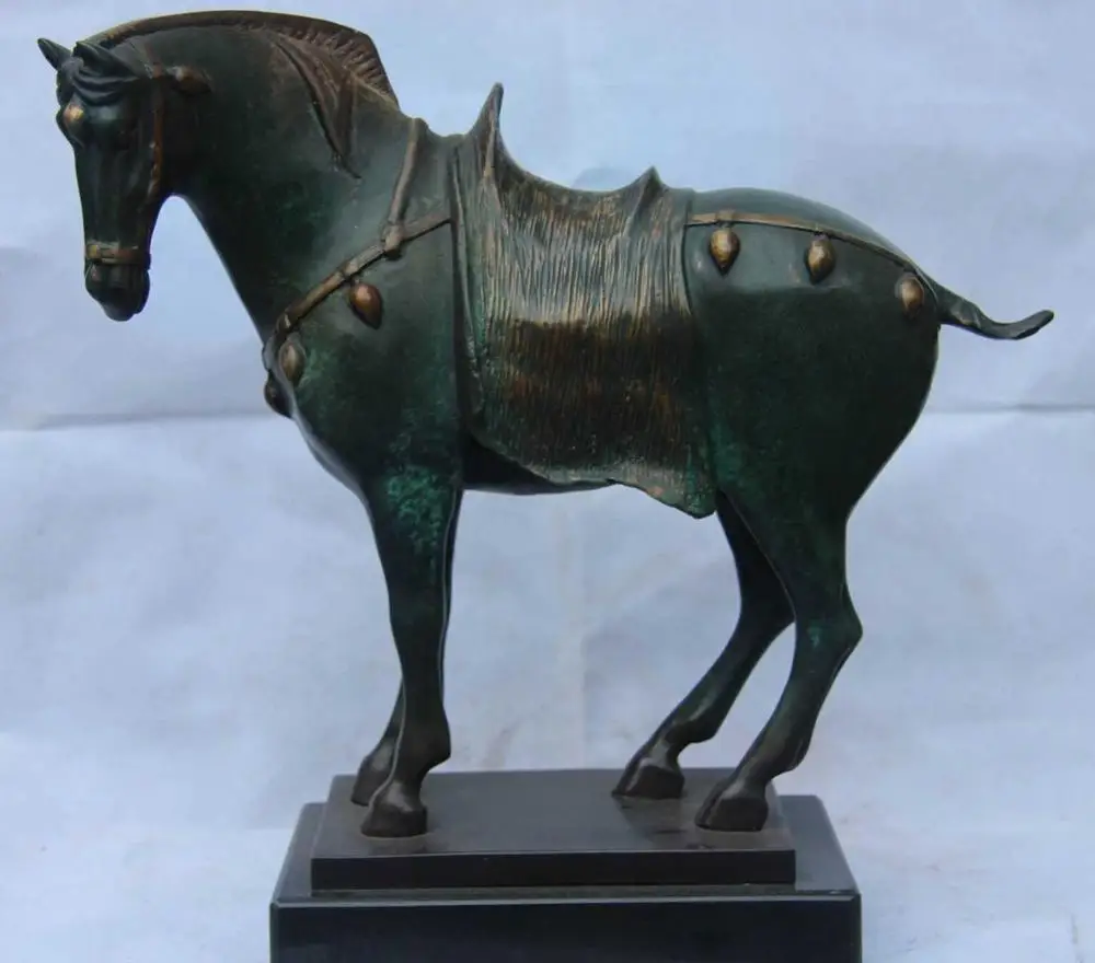 

Mark China Bronze Copper Carved Animal Green Color Tang Horse Art Sculpture