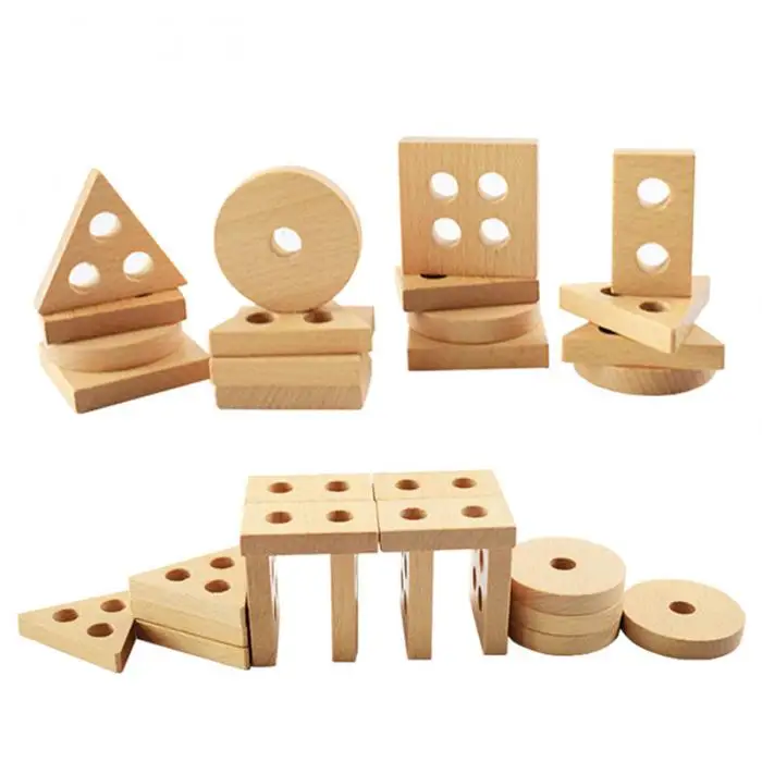 Blocos de Empilhamento de Madeira Toy para o Bebê Grupo Crianças Formas Geométricas Blocos Educação Bm88 1 8 Blocos de madeira