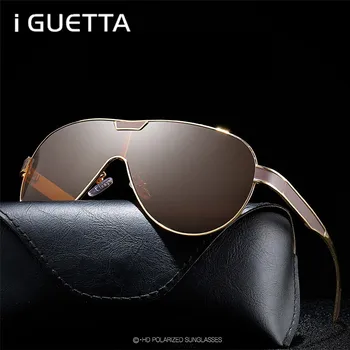 

iGUETTA Oval Sunglasses Men Metal Polarized Men Sun Glasses Brand Designer Siamese Lens Fashion Men 2019 Luxury Glasses IYJC373