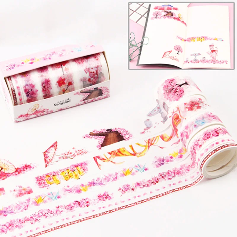 

4Pcs/Set Kawaii DIY Leaves Masking Tape Cute Flower Washi Tape Decorative Adhesive Tape For Kid Scrapbooking Diary Photos Albums