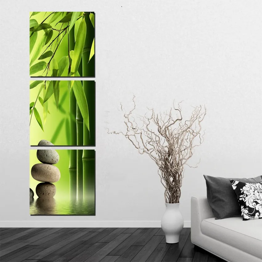 

3 Pcs Spa Stone Bamboo Home Decoration Canvas Prints Pictures For Living Room no frame art prints