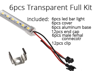 6 шт. 50 см DC 12 В SMD 5050 36 светодиодный s u-тип твердая полоса бар светильник алюминиевый корпус с молочно-прозрачной крышкой светодиодный светильник - Испускаемый цвет: Transparent cover