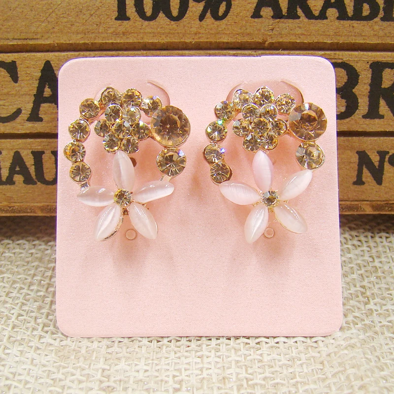 

100pcs 4x4cm Pink pearl Paper Ear Studs Card Jewelry Display Packaging Card square Shape earrgin custom Price Label Jewelry Tag