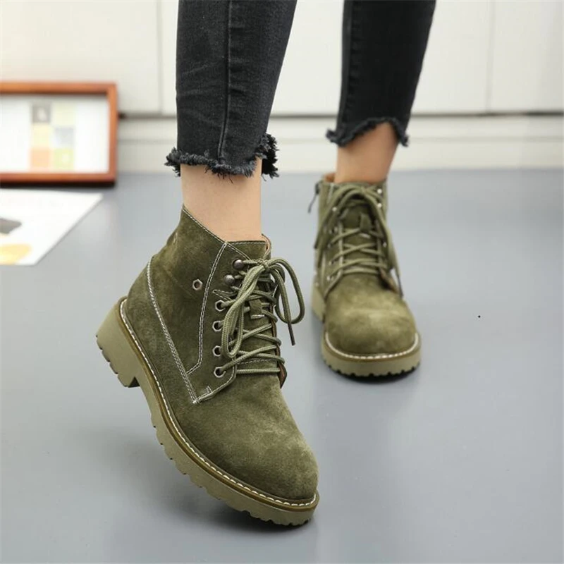 

Plus Size 35-44 Women Martin Boots Unisex Spring Autumn Genuine Leather Ankle Boots Comfortable Motorcycle Boots For Women