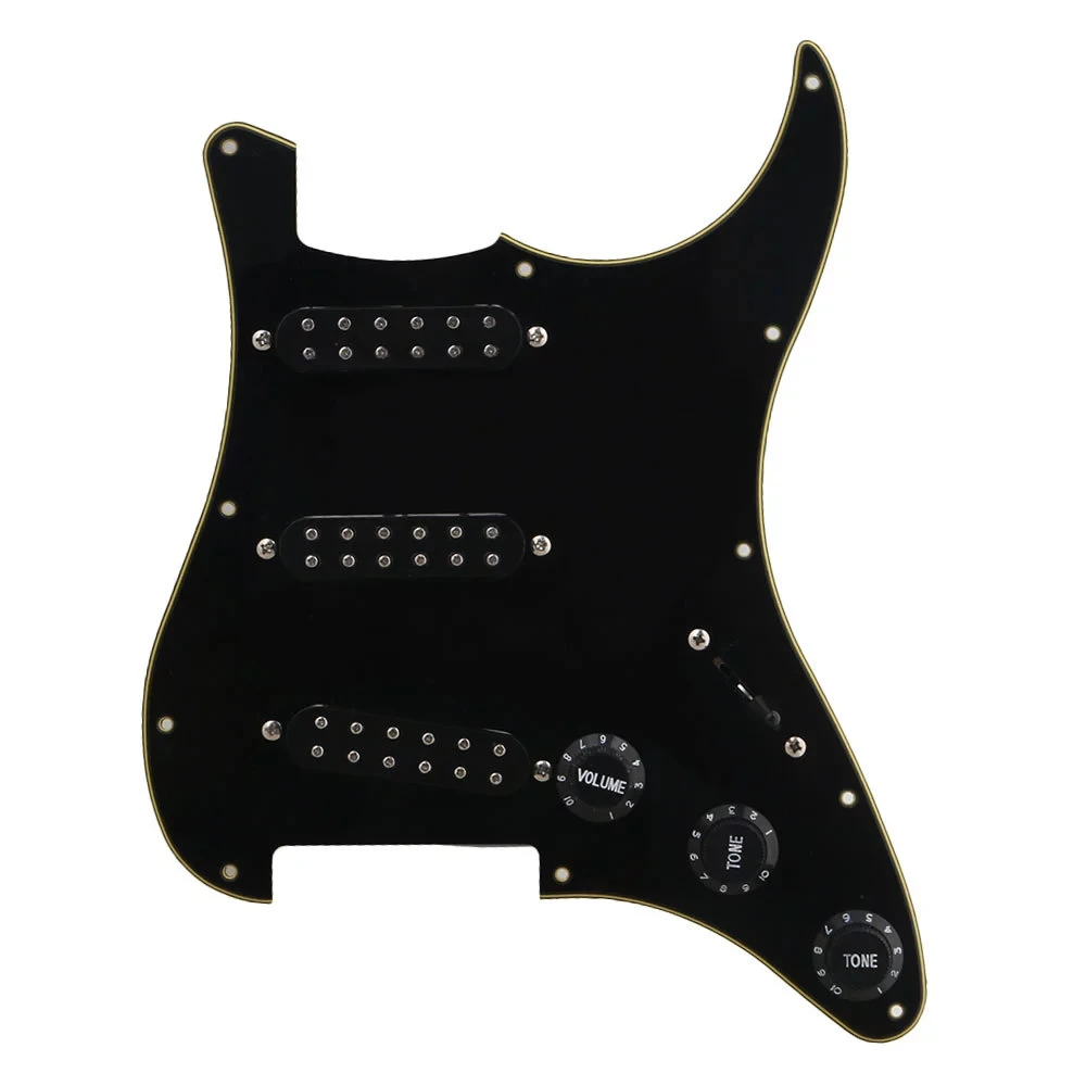 Black PVC SSS Single Coil Electric Guitar Prewired Loaded Pickguard Set