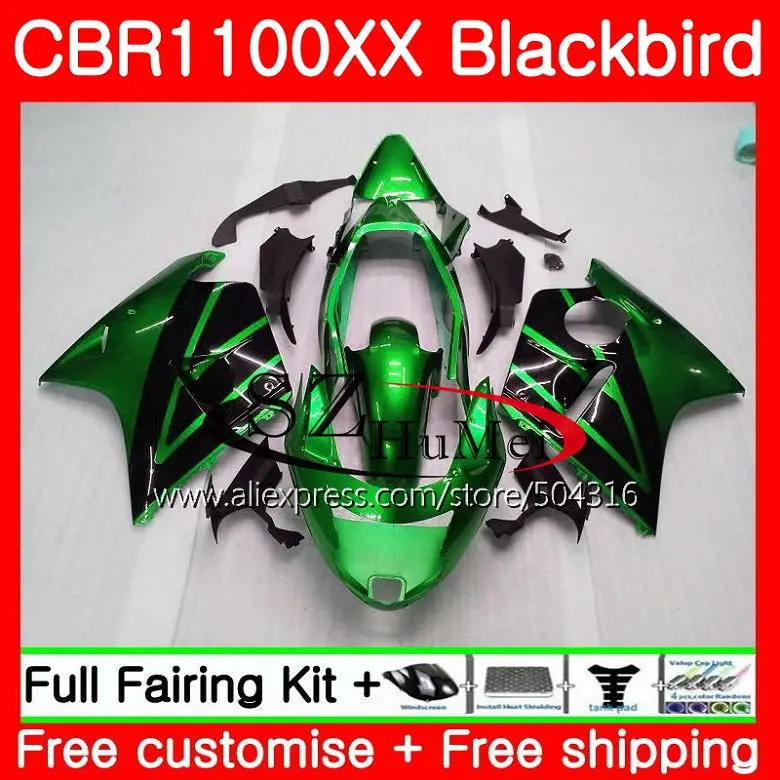 

Fairings For HONDA CBR1100XX Blackbird CBR1100 XX 1996 1997 1998 1999 2000 green black 2001 63SH16 CBR 1100XX 96 97 98 99 00 01