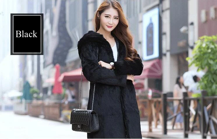 Высокая мода Полный Пелт натуральный кроличий мех х длинное пальто с капюшоном для женщин Заводская цена меховое пальто по индивидуальному заказу TSR84